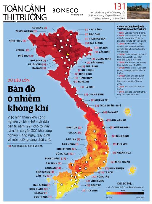 Toàn cảnh mật độ ô nhiễm không khí tại Việt Nam